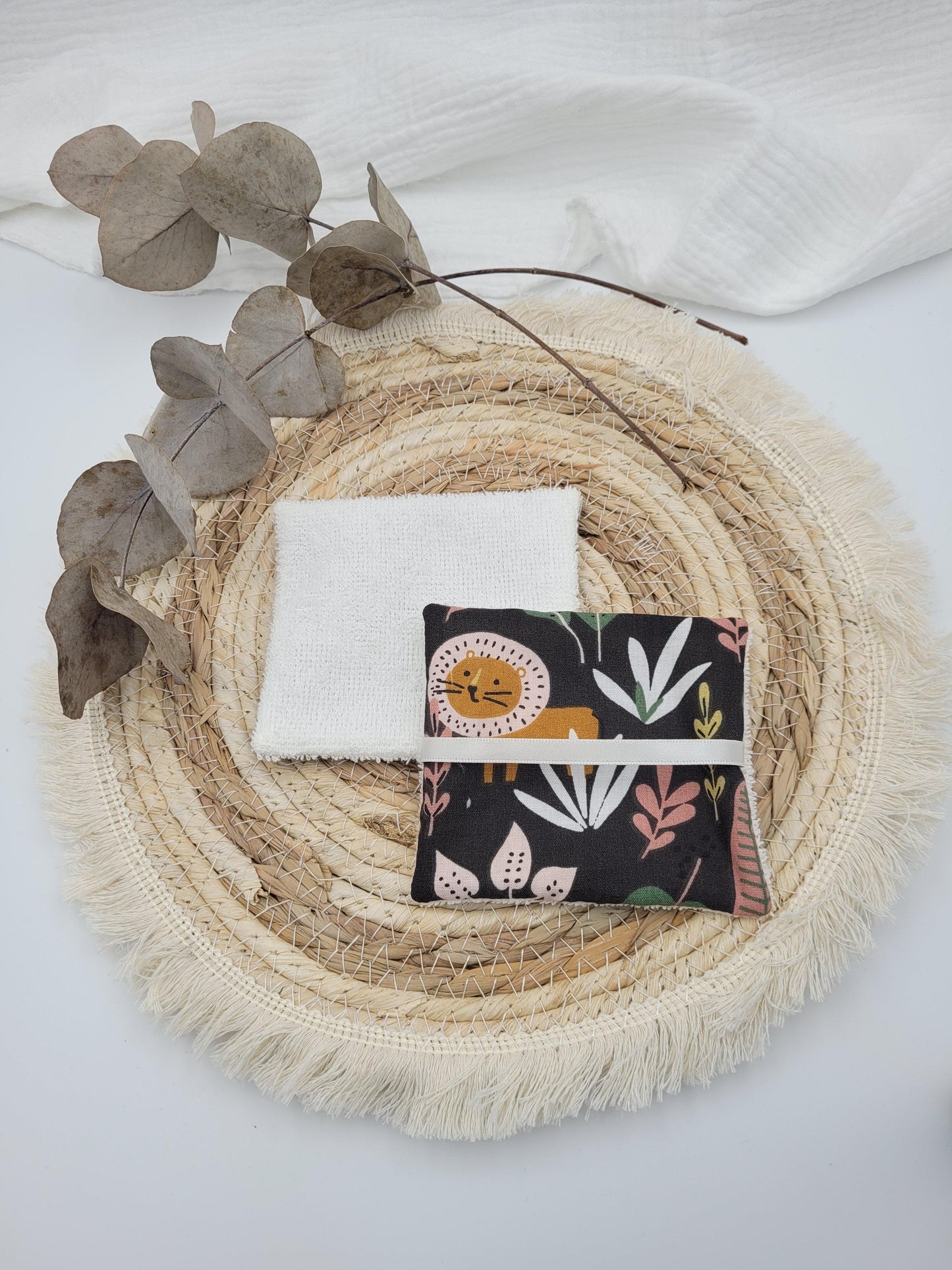 Lingettes lavables et pochon - Jungle - CréaEmeline - accessoire - fait-main