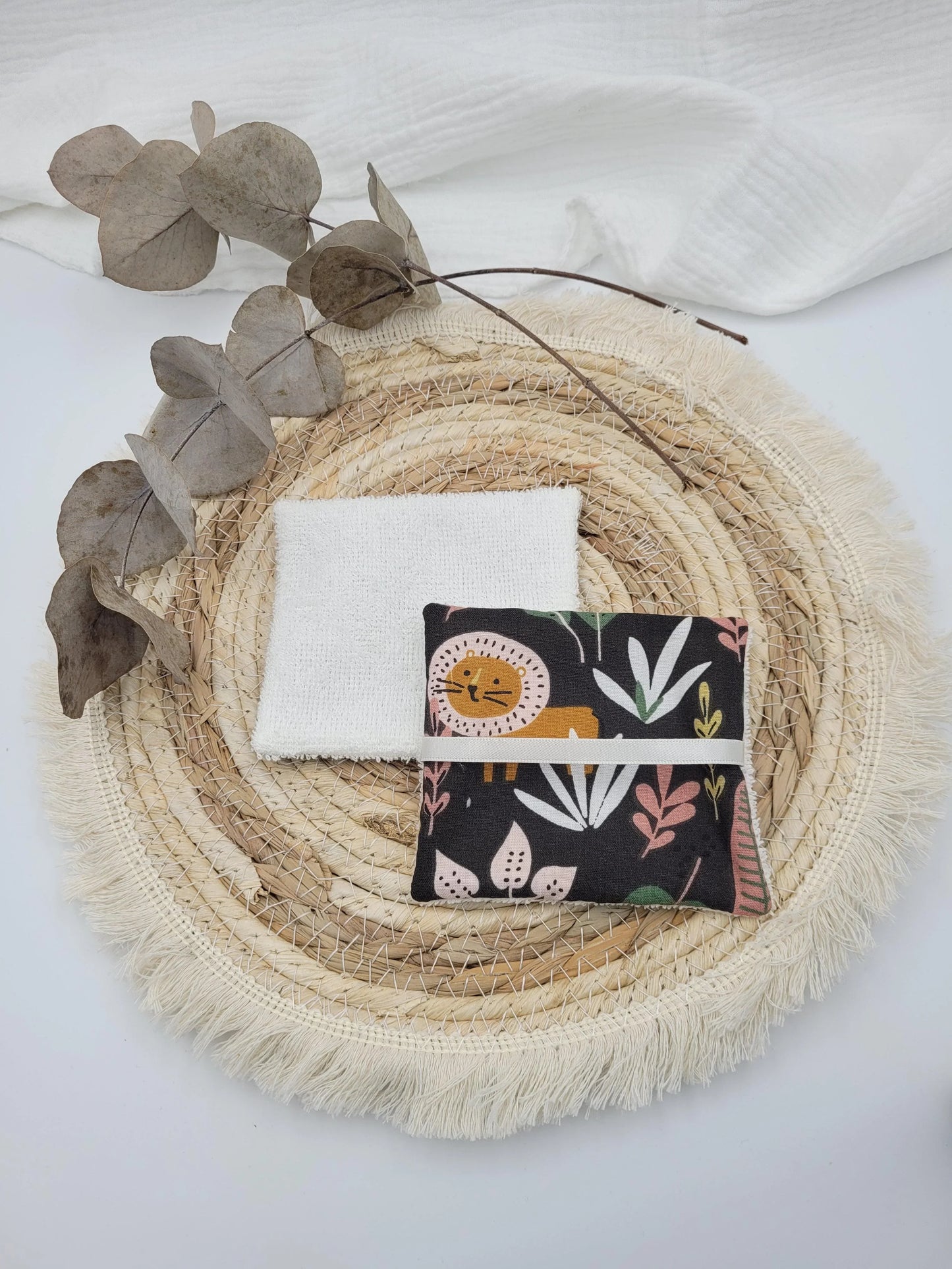 Lingettes lavables et pochon - Jungle - CréaEmeline - accessoire - fait-main
