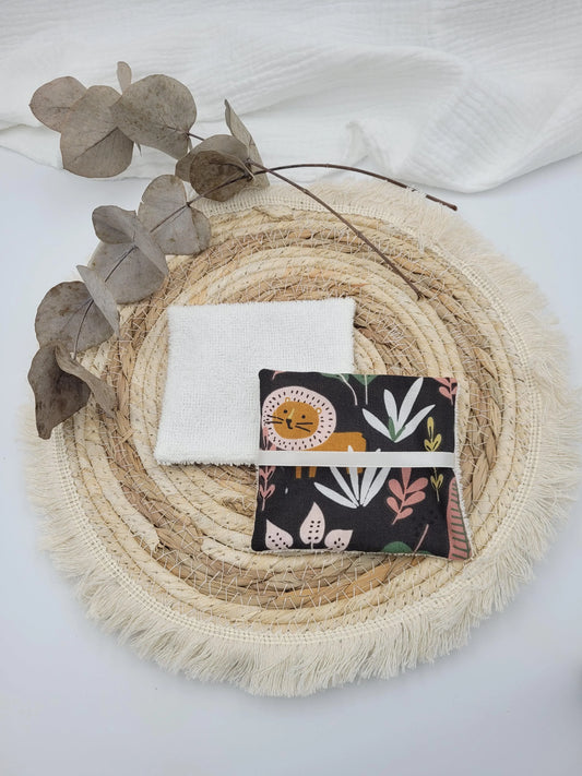 Lingettes lavables et pochon - Jungle - CréaEmeline - accessoire - fait-main