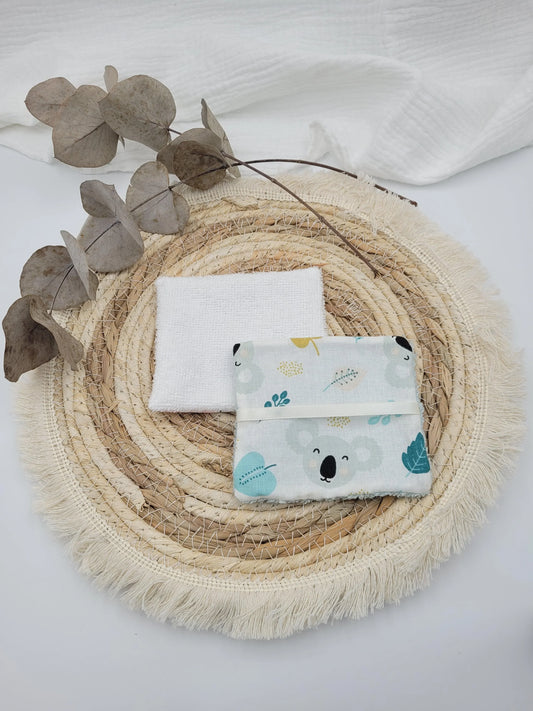 Lingettes lavables et pochon - Koala - CréaEmeline - accessoire - fait-main