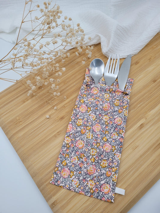 Pochette pour brosse à dents / couverts - Rosa - CréaEmeline - accessoire - fait-main