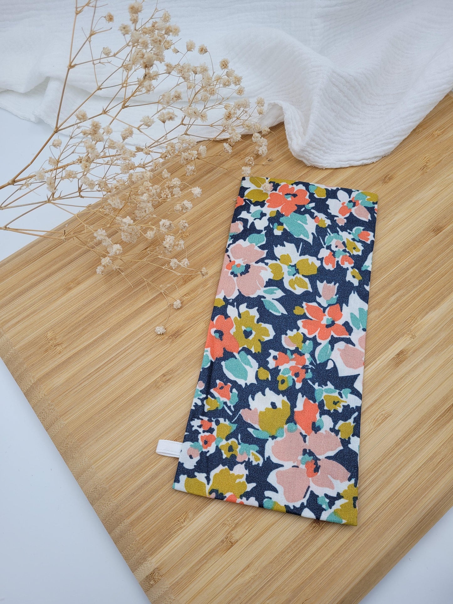 Pochette pour brosse à dents / couverts - Pivoine - CréaEmeline - accessoire - fait-main