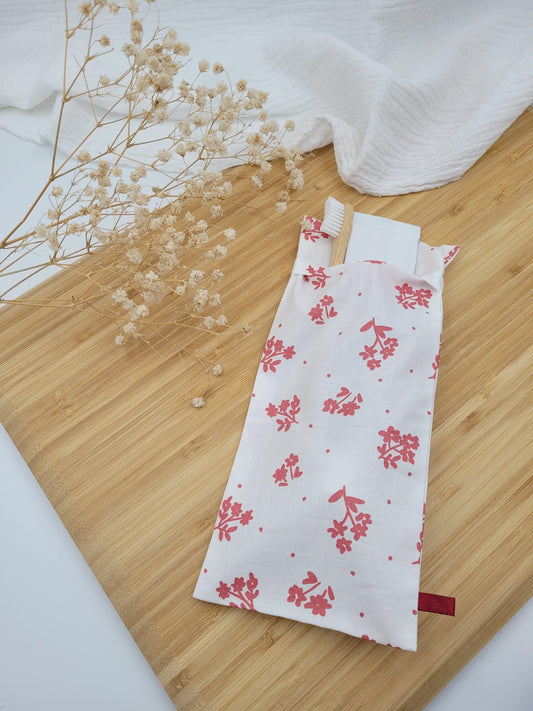 Pochette pour brosse à dents / couverts - Bégonia - CréaEmeline - accessoire - fait-main