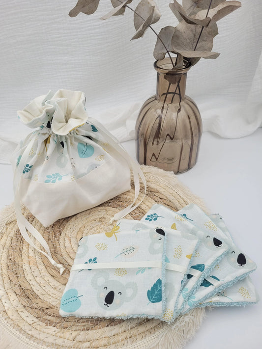 Lingettes lavables et panier - Koala - CréaEmeline - accessoire - fait-main