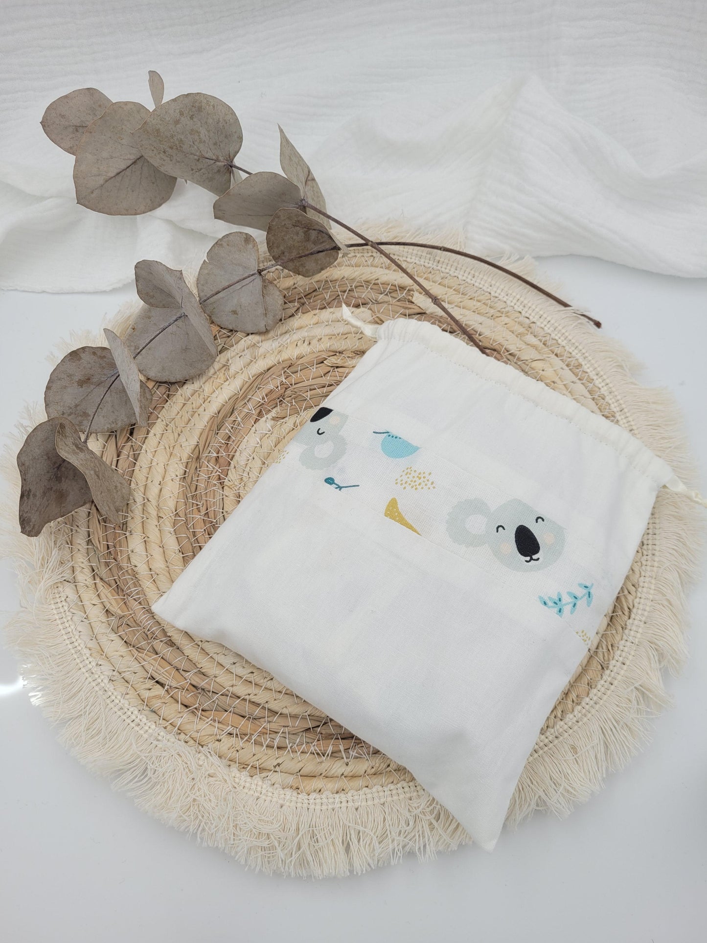 Lingettes lavables et pochon - Koala - CréaEmeline - accessoire - fait-main