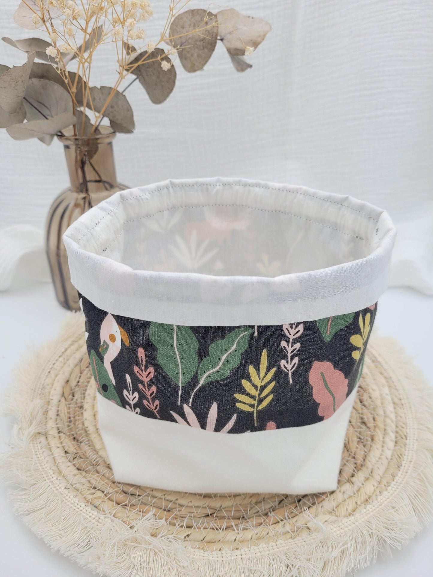 Lingettes lavables et panier - Jungle - CréaEmeline - accessoire - fait-main