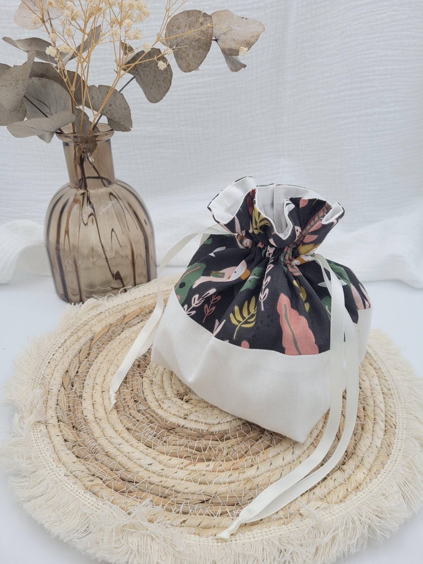 Lingettes lavables et panier - Jungle - CréaEmeline - accessoire - fait-main
