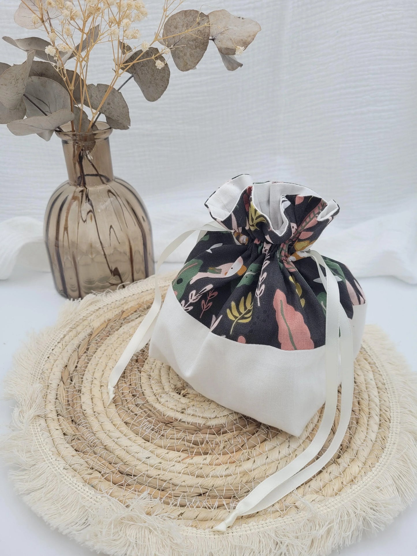 Lingettes lavables et panier - Jungle - CréaEmeline - accessoire - fait-main