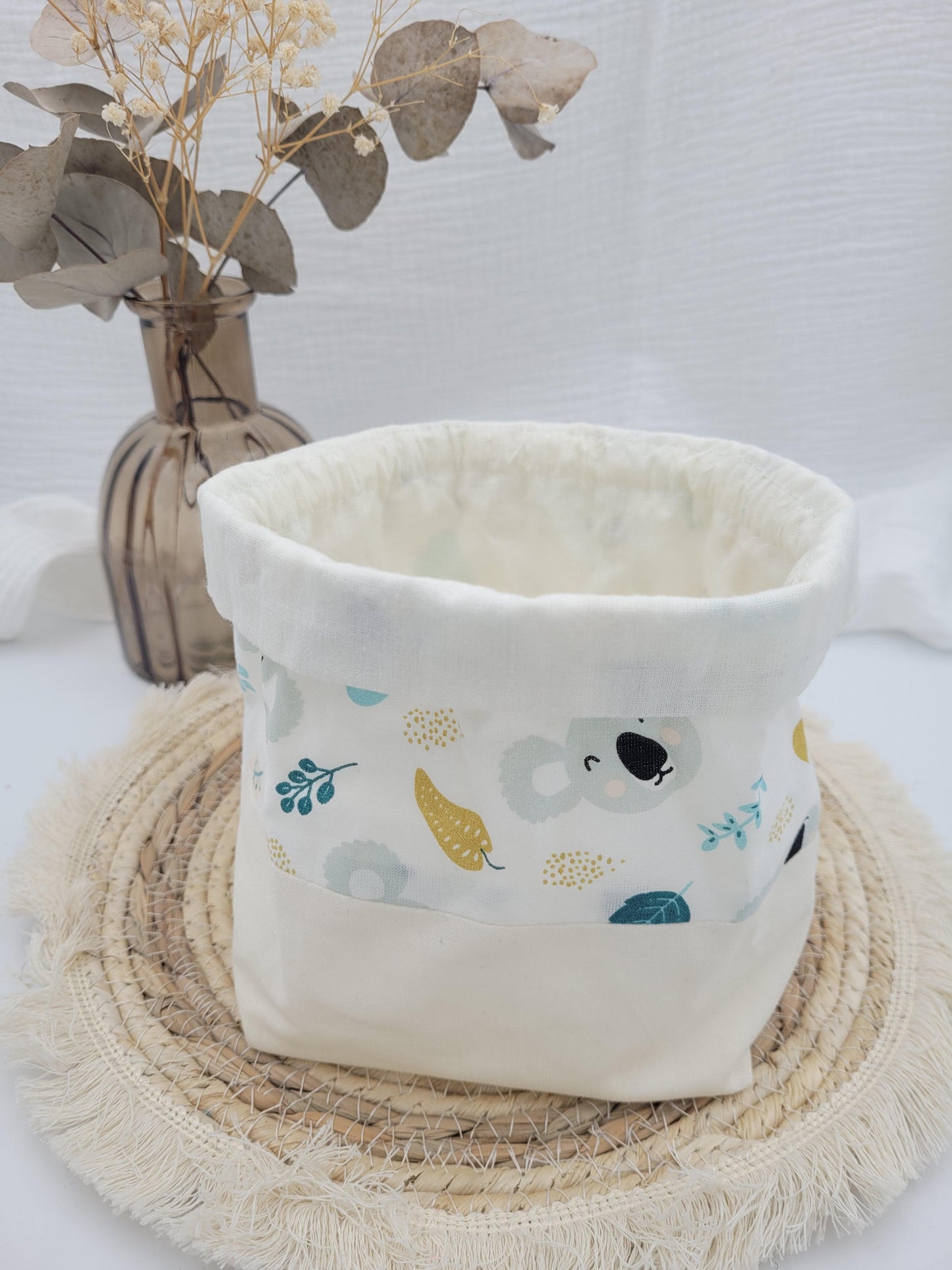 Lingettes lavables et panier - Koala - CréaEmeline - accessoire - fait-main