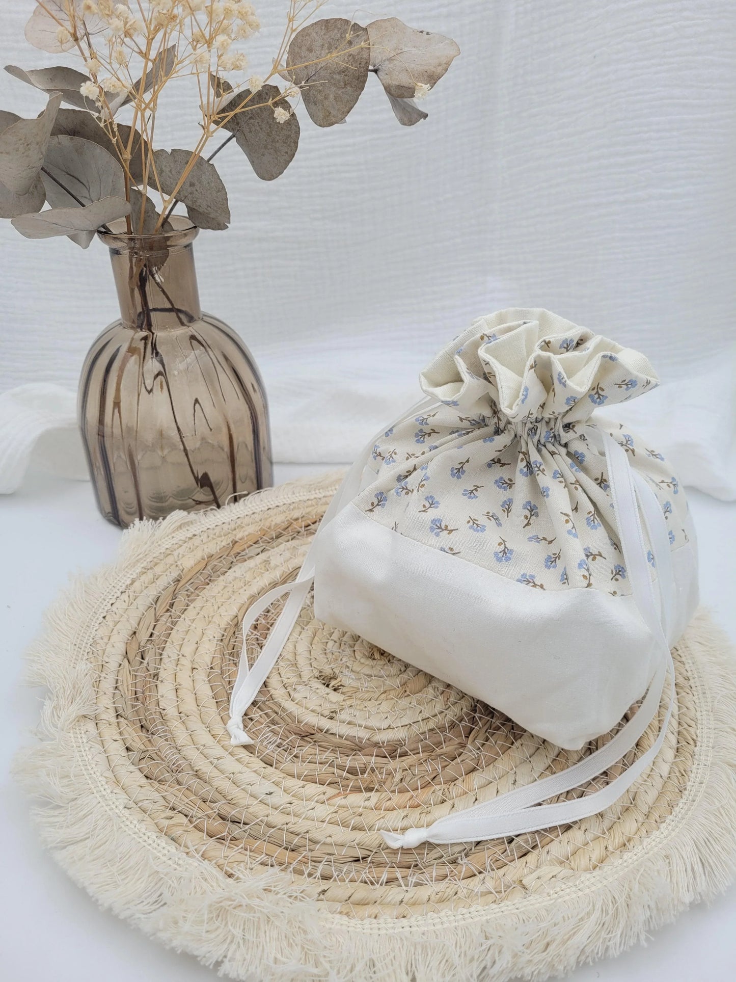 Lingettes lavables et panier - Anémone - CréaEmeline - accessoire - fait-main