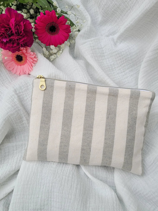 Pochette plate - Raya gris - CréaEmeline - accessoire - fait-main