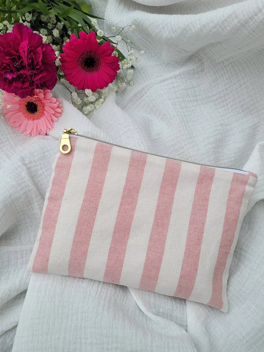 Pochette plate - Raya rose - CréaEmeline - accessoire - fait-main