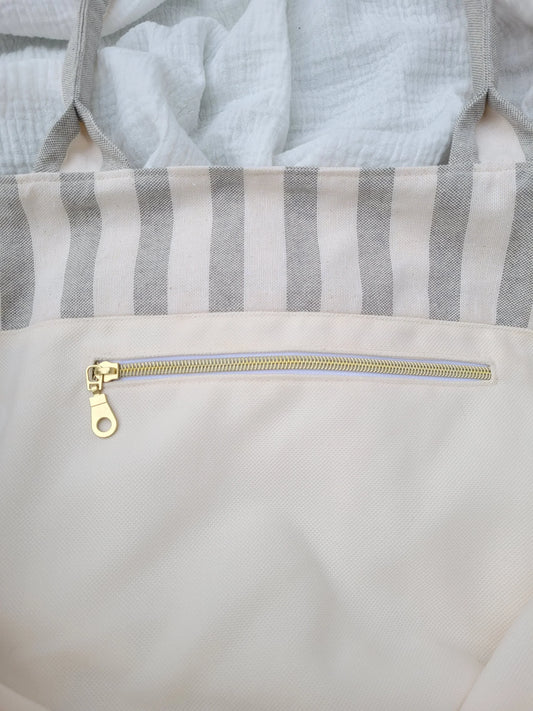 Sac cabas - Raya gris - CréaEmeline - accessoire - fait-main