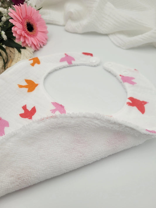 Bavoir - Oiseaux - CréaEmeline - accessoire - fait-main