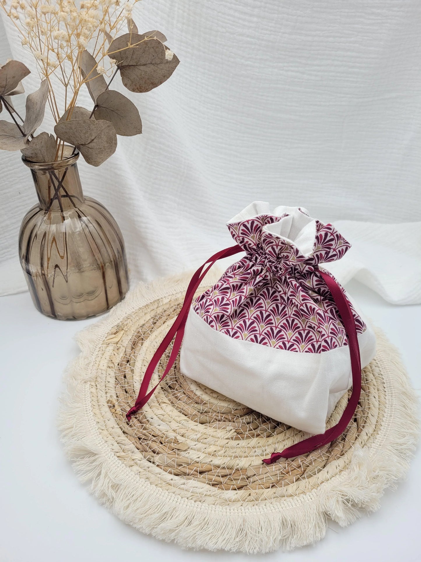 Lingettes lavables et panier - Eva rose - CréaEmeline - accessoire - fait-main