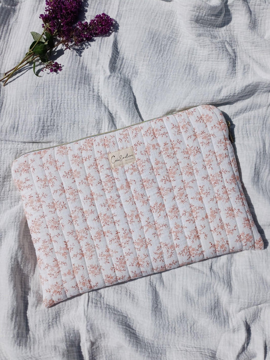 Housse ordinateur / tablette - Mia rose - CréaEmeline - accessoire - fait-main