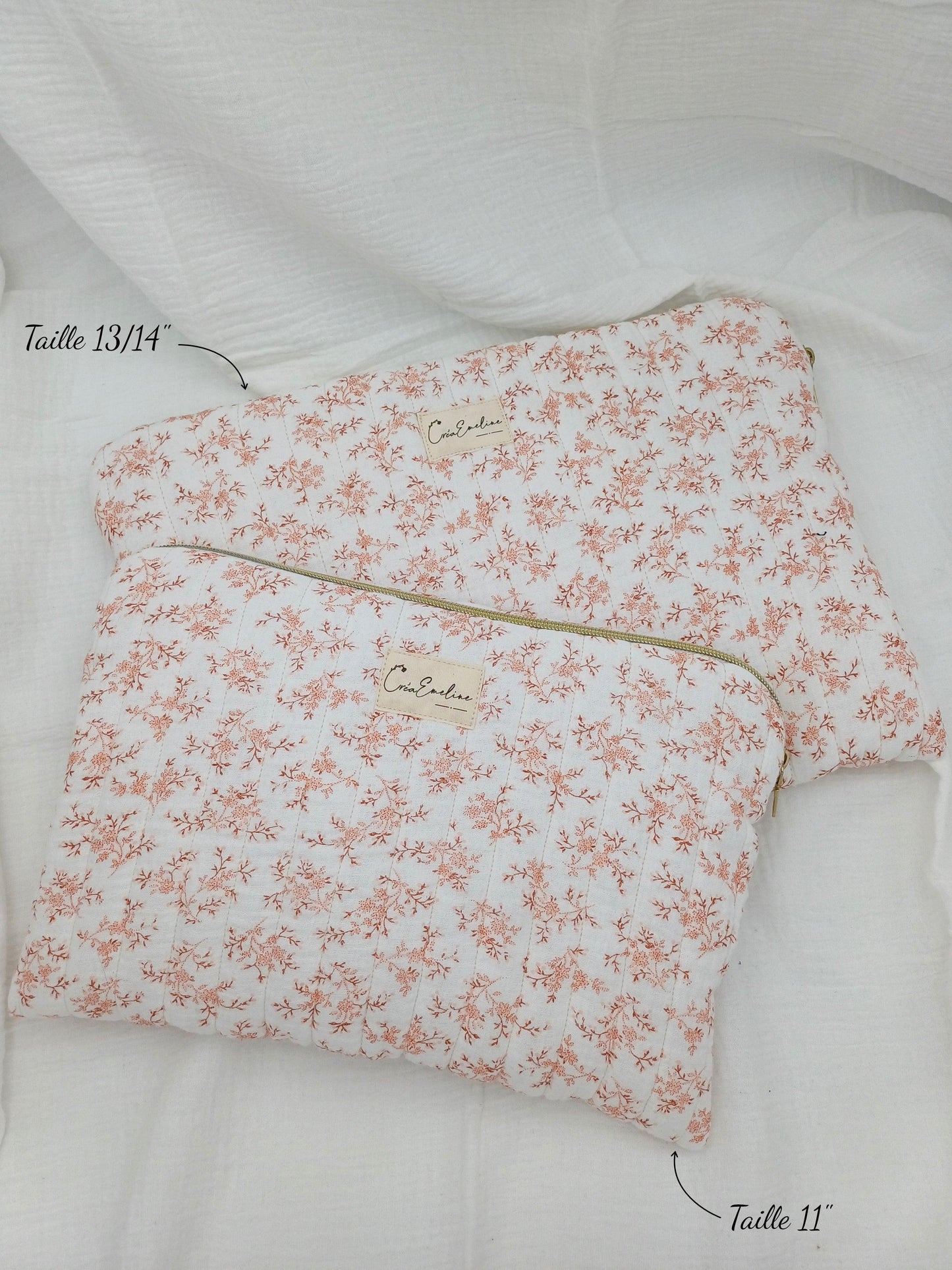Housse ordinateur / tablette - Mia rose - CréaEmeline - accessoire - fait-main
