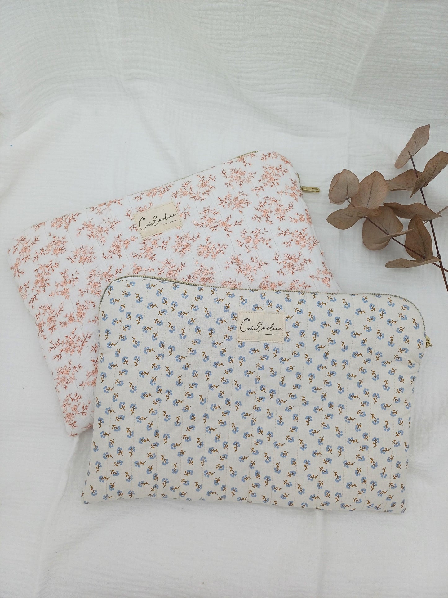 Housse ordinateur / tablette - Anémone - CréaEmeline - accessoire - fait-main