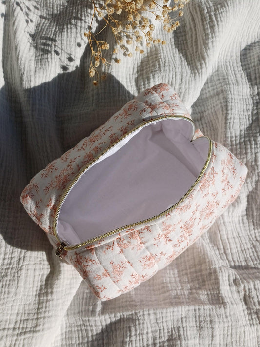 Trousse de toilette - Mia rose - CréaEmeline - accessoire - fait-main