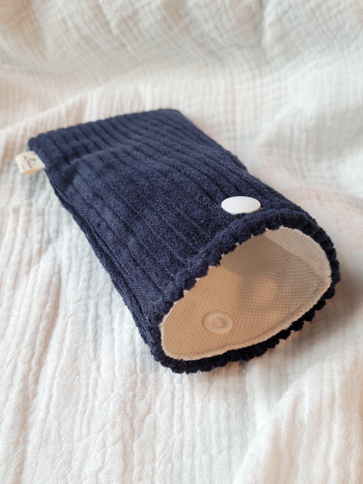 Etui à lunettes - Velours côtelé bleu marine - CréaEmeline - accessoire - fait-main