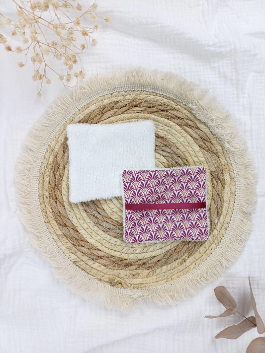 Lingettes lavables et pochon - Eva rose - CréaEmeline - accessoire - fait-main
