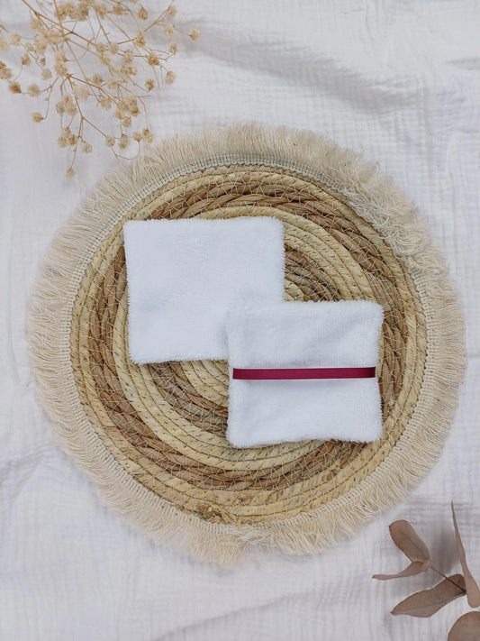 Lingettes lavables double face blanc - CréaEmeline - accessoire - fait-main