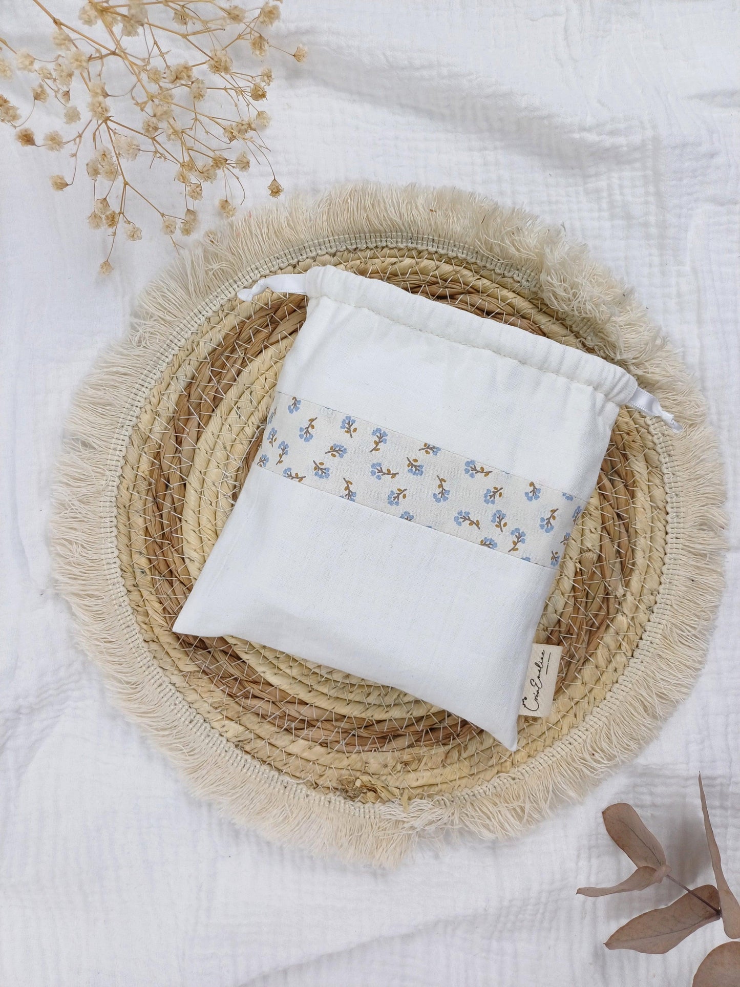 Lingettes lavables et pochon - Anémone - CréaEmeline - accessoire - fait-main