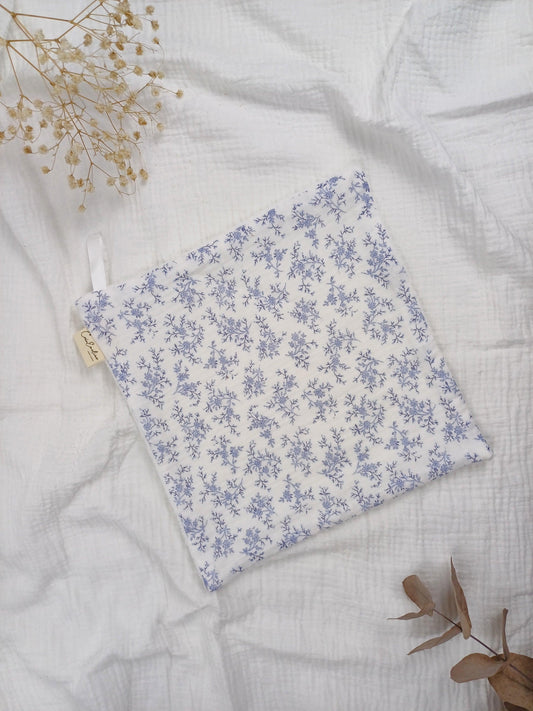 Serviette visage / main - Mia bleu - CréaEmeline - accessoire - fait-main