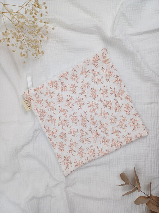 Serviette visage / main - Mia rose - CréaEmeline - accessoire - fait-main
