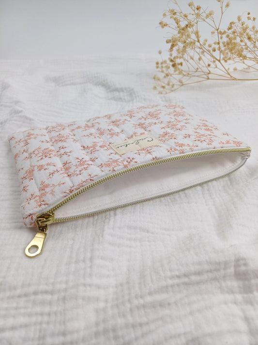 Pochette plate - Mia rose - CréaEmeline - accessoire - fait-main