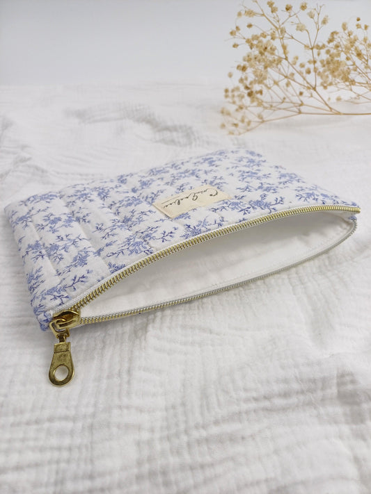 Pochette plate - Mia bleu - CréaEmeline - accessoire - fait-main