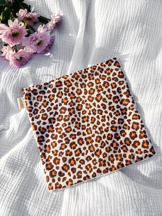 Serviette visage / main - Léopard - CréaEmeline - accessoire - fait-main