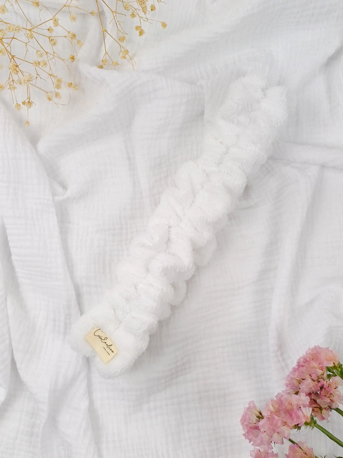 Bandeau de soin visage élastique - blanc - CréaEmeline - accessoire - fait-main