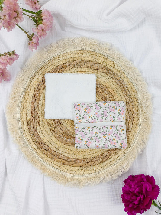 Lingettes lavables et panier - Albane - CréaEmeline - accessoire - fait-main