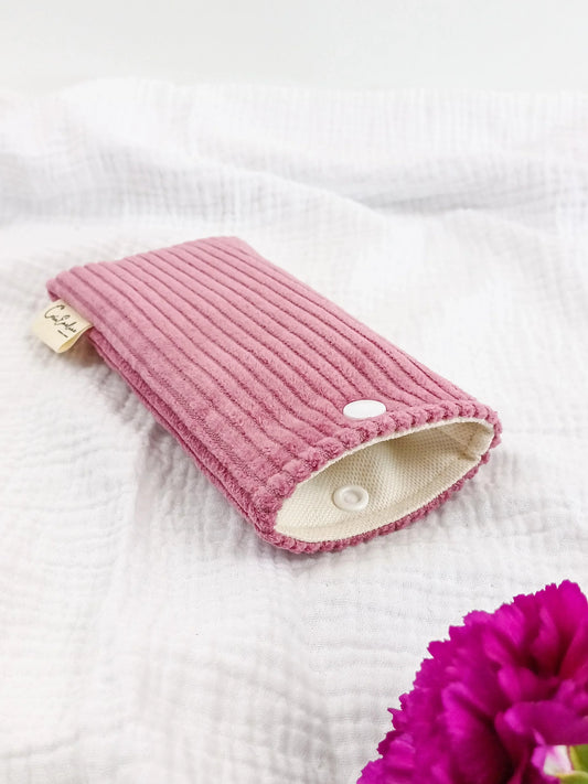 Etui à lunettes - Velours côtelé rose - CréaEmeline - accessoire - fait-main