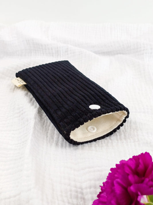Etui à lunettes - Velours côtelé noir - CréaEmeline - accessoire - fait-main