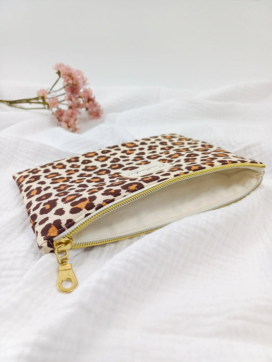 Pochette plate - Léopard - CréaEmeline - accessoire - fait-main