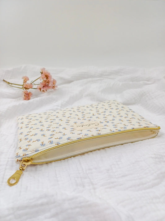 Pochette plate - Anémone - CréaEmeline - accessoire - fait-main