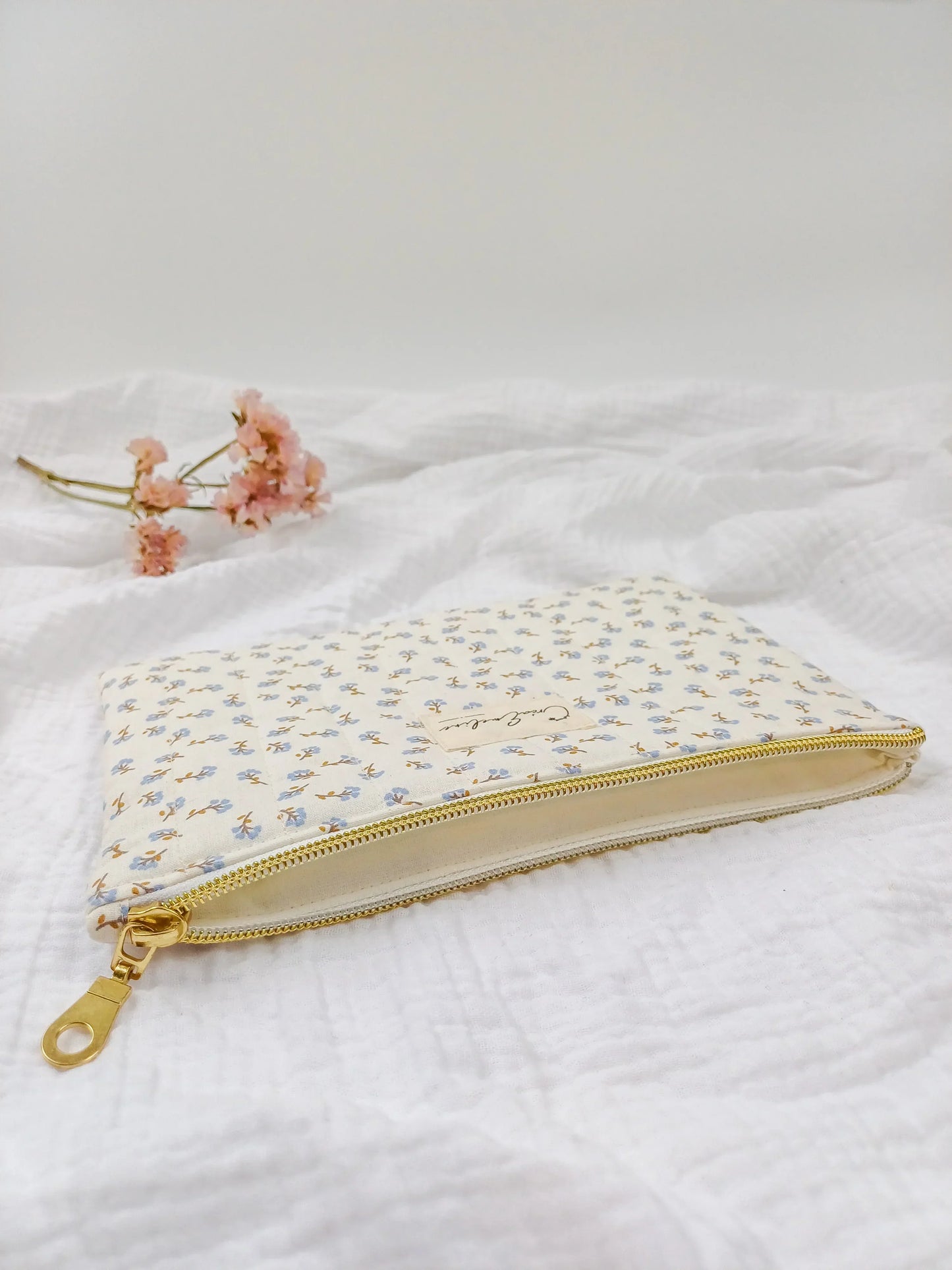 Pochette plate - Anémone - CréaEmeline - accessoire - fait-main