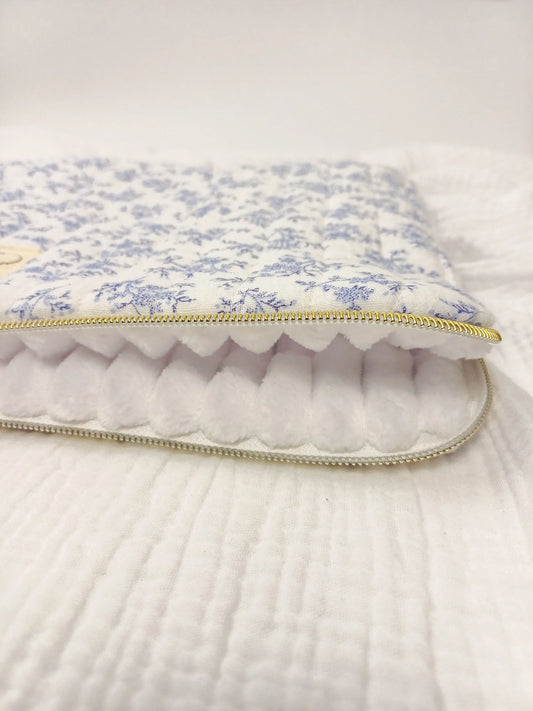 Housse ordinateur / tablette - Mia bleu - CréaEmeline - accessoire - fait-main