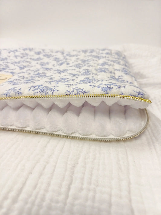 Housse ordinateur / tablette - Mia bleu - CréaEmeline - accessoire - fait-main