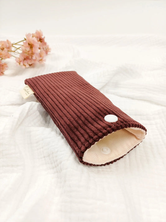Etui à lunettes - Velours côtelé prune - CréaEmeline - accessoire - fait-main