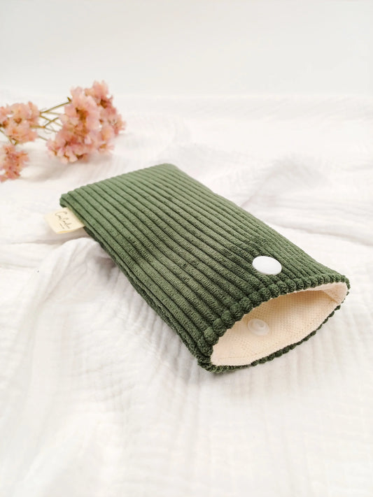 Etui à lunettes - Velours côtelé kaki - CréaEmeline - accessoire - fait-main