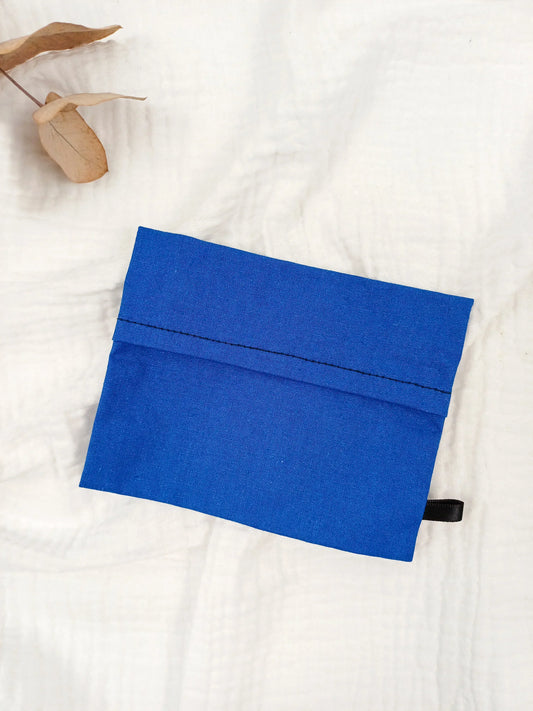 Pochette à savon - uni bleu - CréaEmeline - accessoire - fait-main