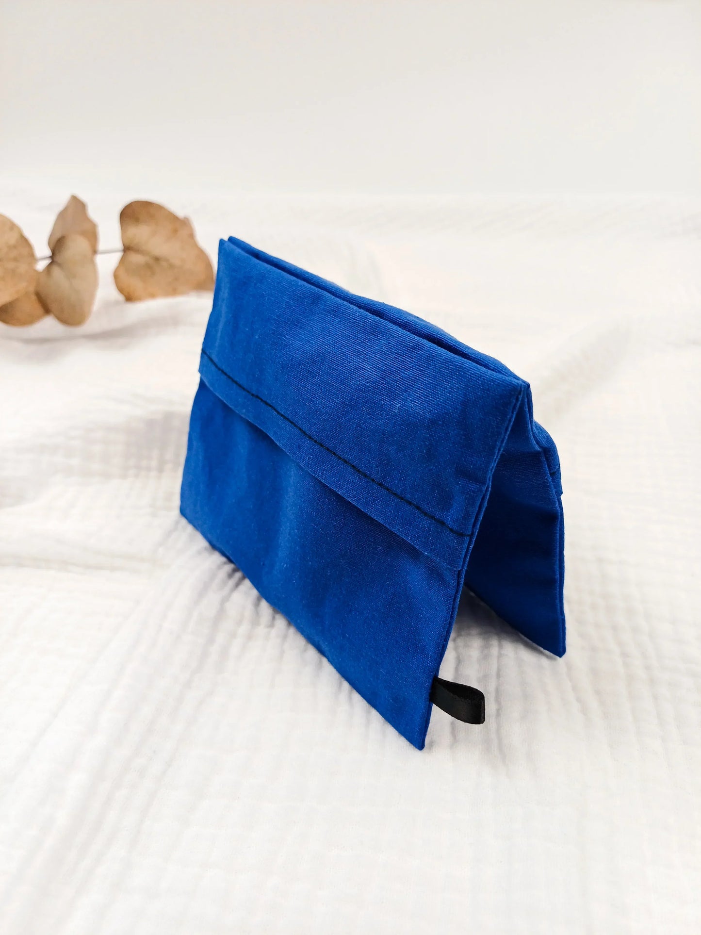 Pochette à savon - uni bleu - CréaEmeline - accessoire - fait-main