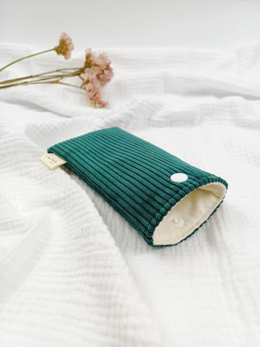 Etui à lunettes - Velours côtelé vert sapin - CréaEmeline - accessoire - fait-main