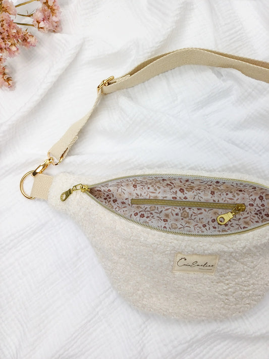 Sac banane - Bouclette écru - CréaEmeline - accessoire - fait-main