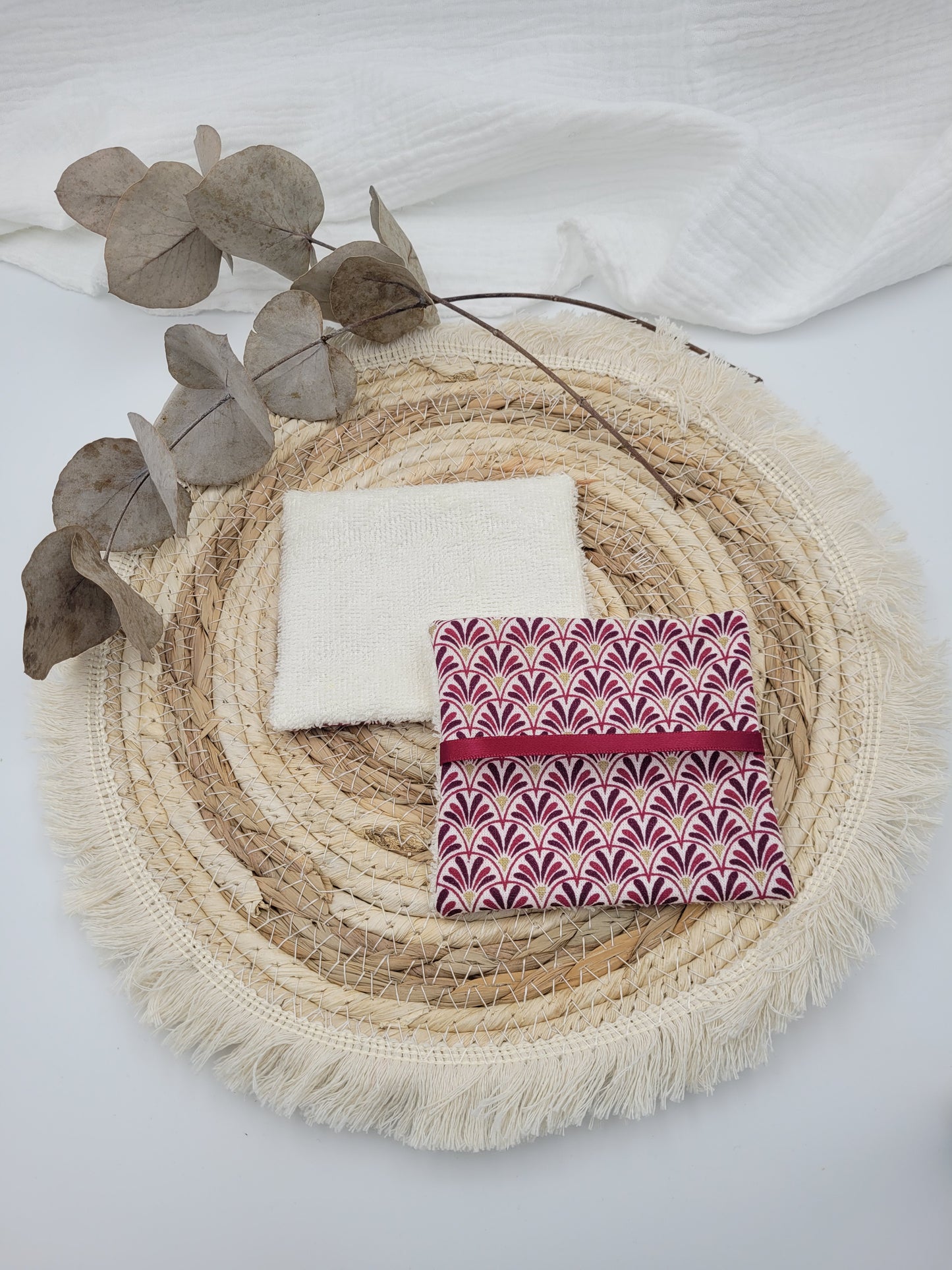 Lingettes lavables et panier - Eva rose