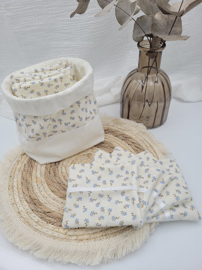 Washable wipes and basket - Anemone