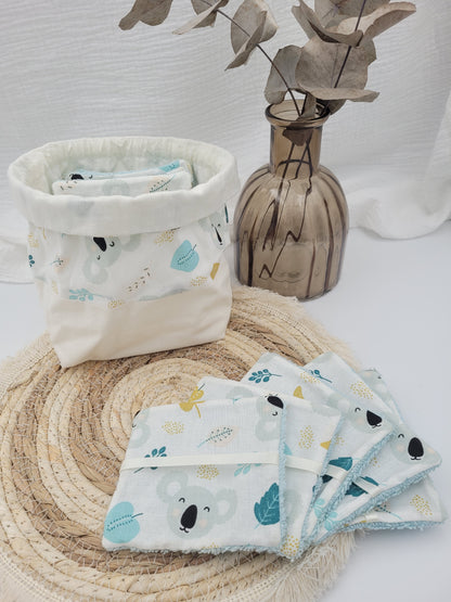 Washable wipes and basket - Koala